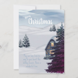 Winter Snow Cabin Christmas holiday card