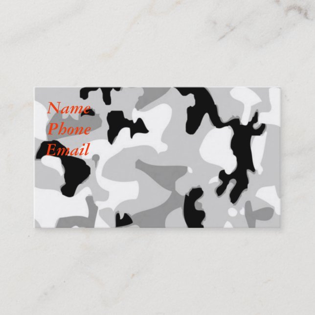 Winter/Snow Camouflage Business Card (Front)