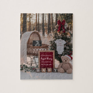 Winter Snow Christmas pregnancy announcement Jigsaw Puzzle