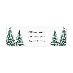 winter Snow Christmas Tree Festive Wedding Label