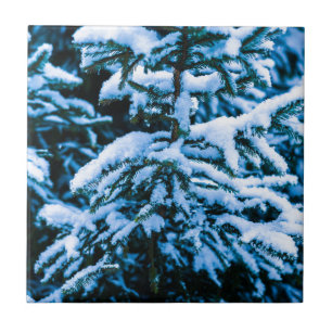 Winter Snow Christmas Tree Tile