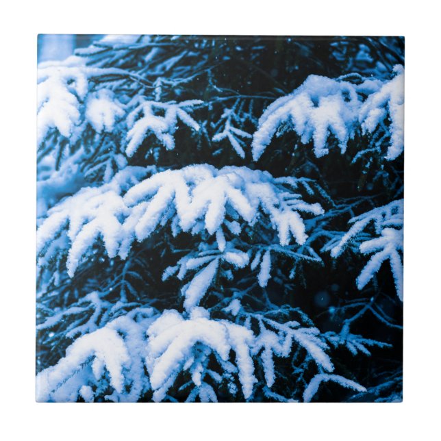 Winter Snow Christmas Tree Tile (Front)