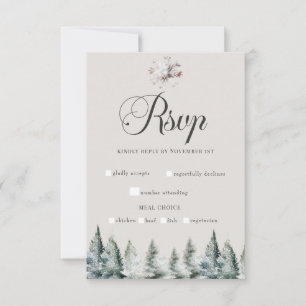Winter Snow Christmas Wedding  RSVP Card