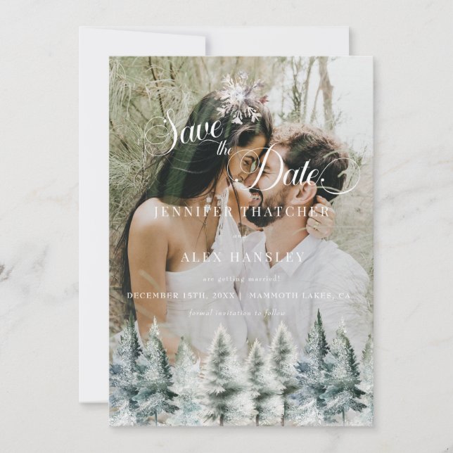 Winter Snow Christmas Wedding Save the Date Invita Invitation (Front)