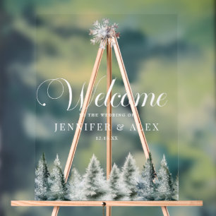 Winter Snow Christmas Wedding Welcome Sign Poster