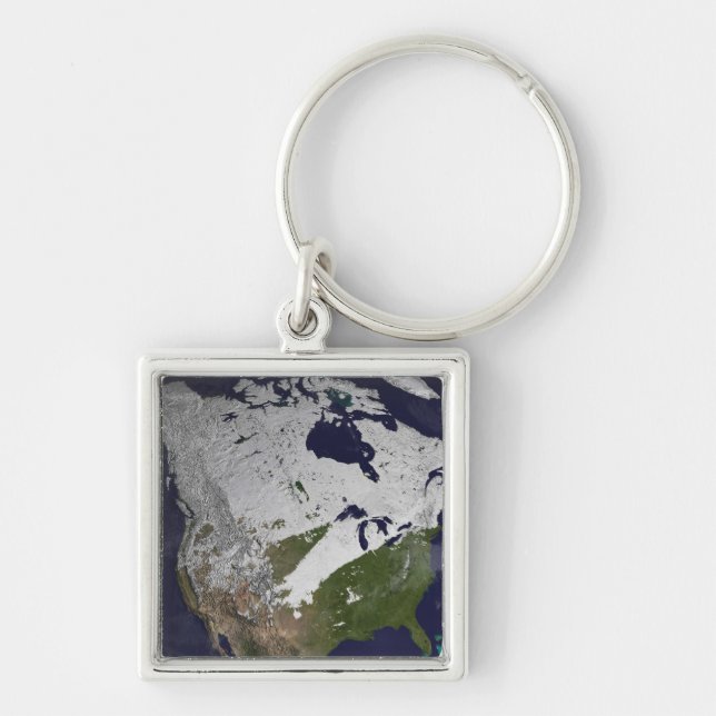 Winter Snow Cover in the Northern Hemisphere Keychain (Front)