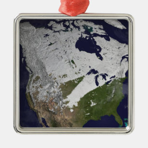 Winter Snow Cover in the Northern Hemisphere Metal Ornament