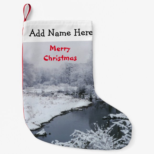 Winter snow creek Merry Christmas Stocking (Front)
