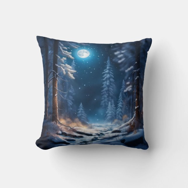 Winter Snow Design Throw Pillow (Front)