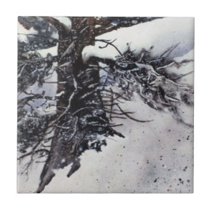 Winter snow drift pine tree Landscape Tile