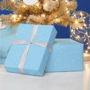 Winter Snow Flakes on Blue Wrapping Paper
