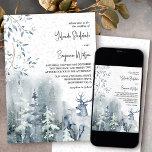 Winter Snow Forest and Deer Dusty Blue Wedding Invitation<br><div class="desc">Winter wedding invitation watercolor snow forest, delicate leaves and deer. The design has a colour palette of dusty blue, slate blue, blue grey and white. It is personalized in modern handwritten lettering and classic elegant typography. Perfect for winter season, holiday wedding or Christmas wedding. Please browse my Snow Forest collection...</div>