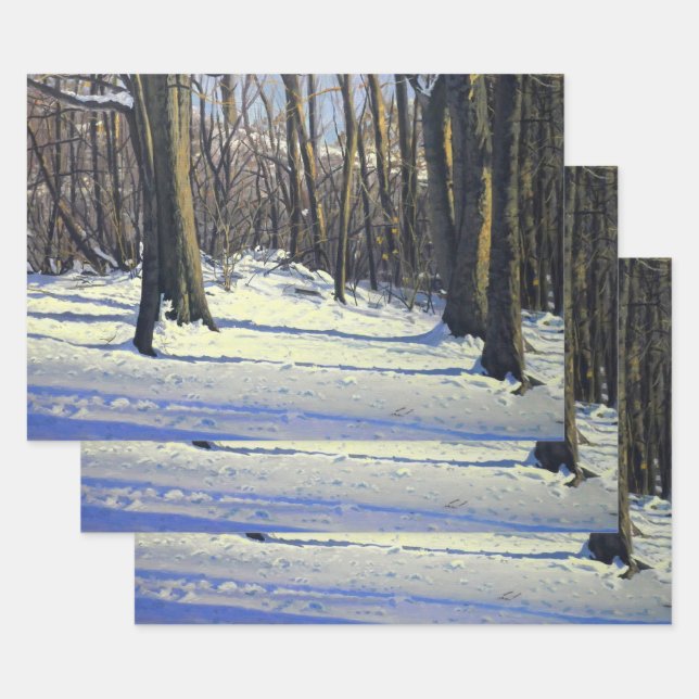 Winter Snow Forest Art Wrapping Paper Sheet (Set)