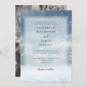 Winter Snow Forest Photo Wedding Invitation