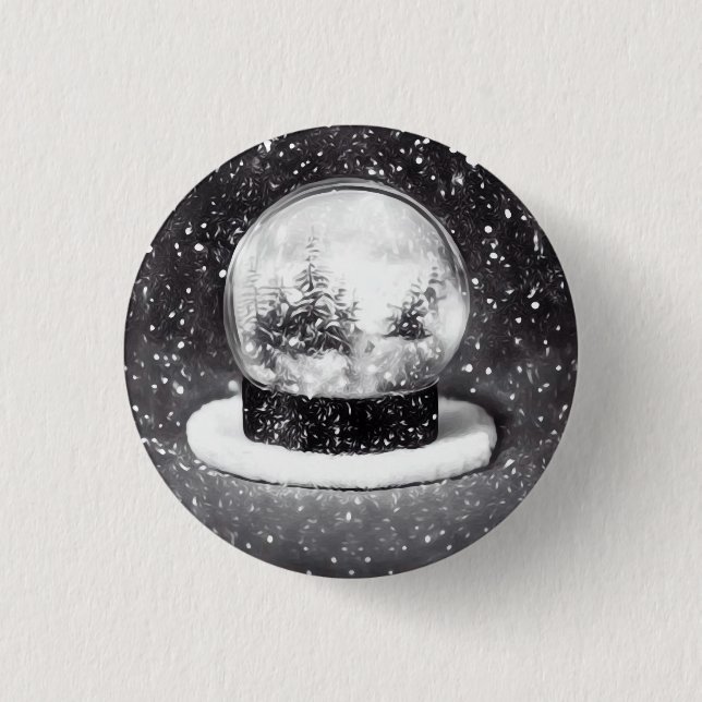 Winter Snow Globe 1 Inch Round Button (Front)