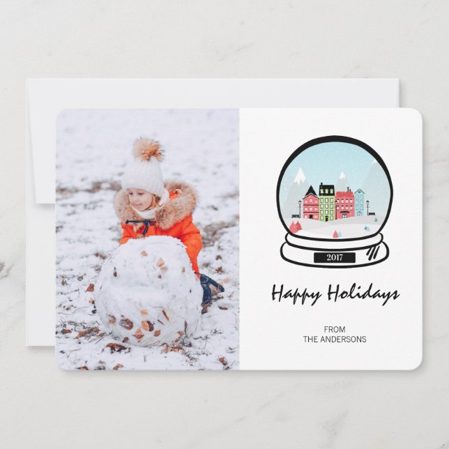 Winter Snow Globe Carte photo de vacances (Devant)