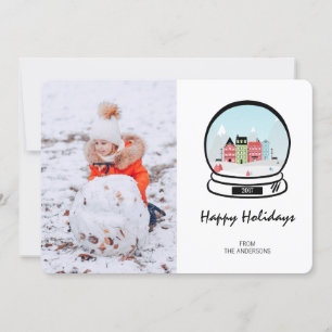 Winter Snow Globe Carte photo de vacances