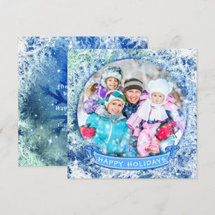 Winter Snow Globe HAPPY HOLIDAYS Photo Invitation