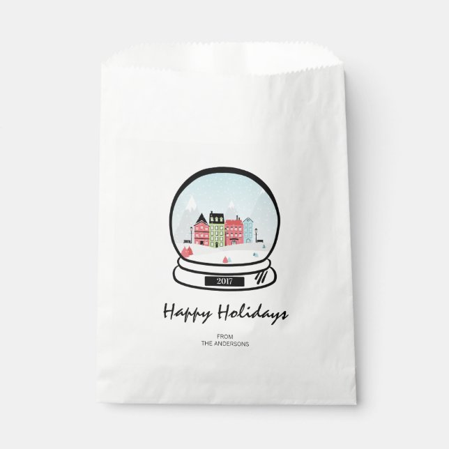 Winter Snow Globe Holiday Favour Bag (Front)