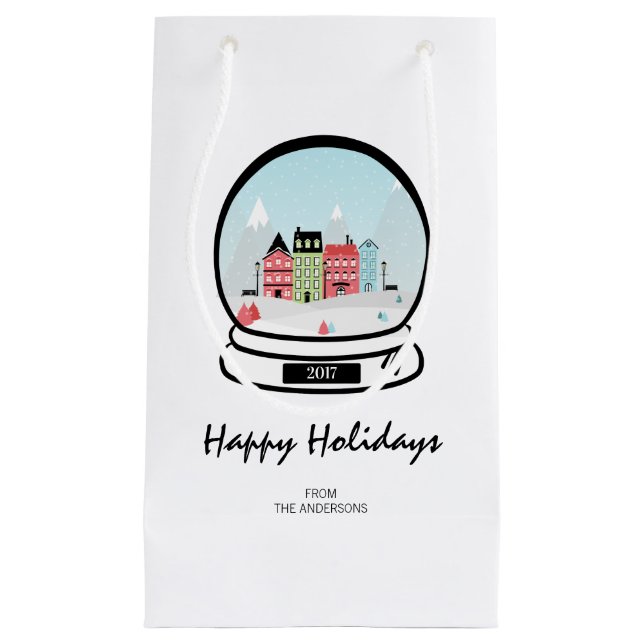 Winter Snow Globe Holiday Gift Bag (Front)