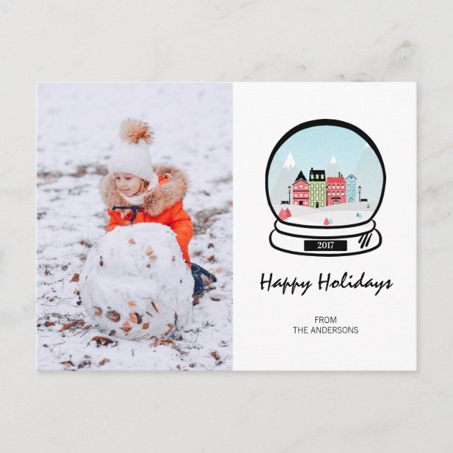 Winter Snow Globe Holiday Photo Postcard (Front)