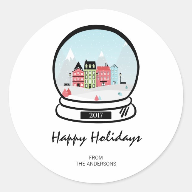 Winter Snow Globe Holiday Sticker (Front)