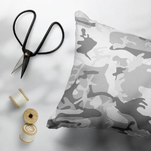 Winter Snow Grey Camouflage, Military, Army Accent Pillow