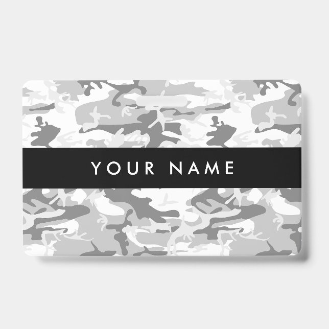 Winter Snow Grey Camouflage, Military, Army Badge (Front)