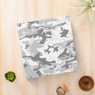 Winter Snow Grey Camouflage, Military, Army Binder