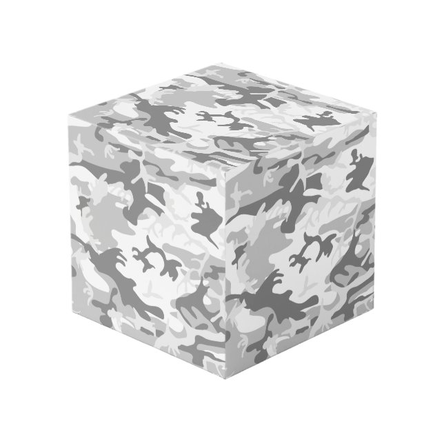Winter Snow Grey Camouflage, Military, Army Cube (Front Angled)