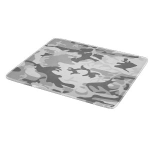 Winter Snow Grey Camouflage, Military, Army Cutting Board