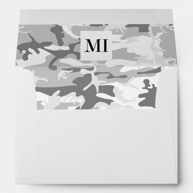 Winter Snow Grey Camouflage, Military, Army Envelope (Back (Bottom))