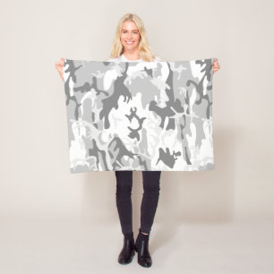 Winter Snow Grey Camouflage, Military, Army Fleece Blanket