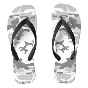 Winter Snow Grey Camouflage, Military, Army Flip Flops