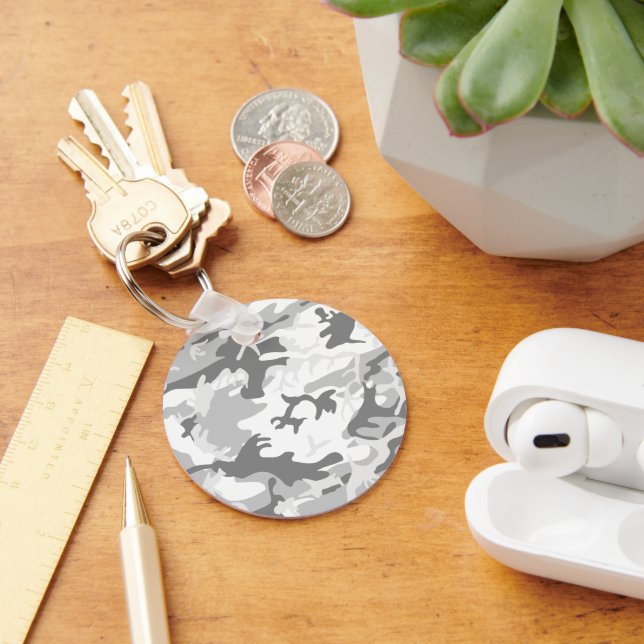 Winter Snow Grey Camouflage, Military, Army Keychain (Desk)