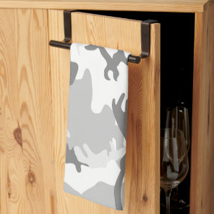 Winter Snow Grey Camouflage, Military, Army Kitchen Towel
