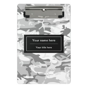 Winter Snow Grey Camouflage, Military, Army Mini Clipboard