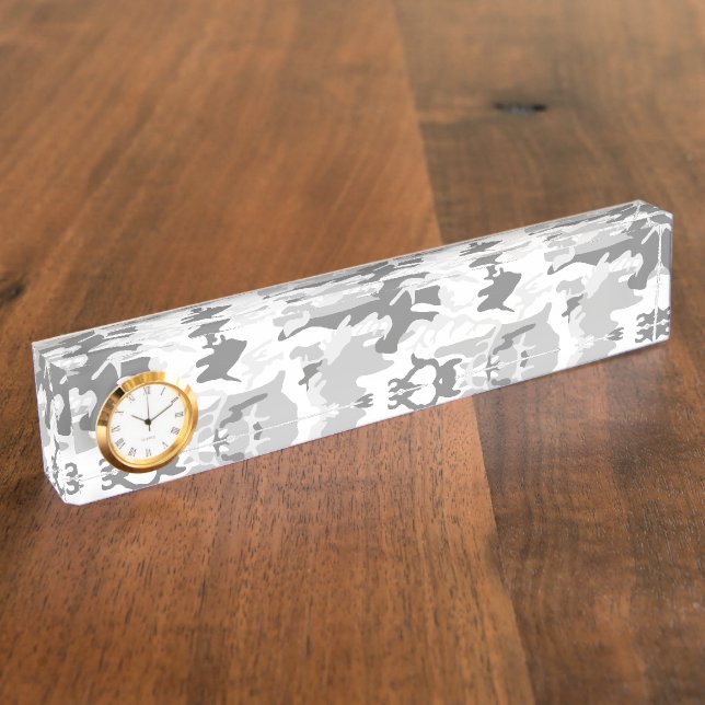 Winter Snow Grey Camouflage, Military, Army Nameplate (Side)