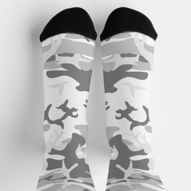 Winter Snow Grey Camouflage, Military, Army Socks (Top)