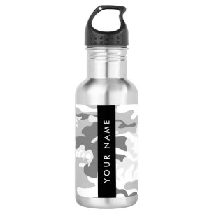 Winter Snow Grey Camouflage Your name Personalize 532 Ml Water Bottle