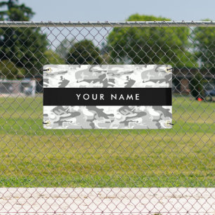 Winter Snow Grey Camouflage Your name Personalize Banner