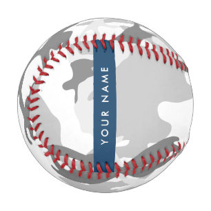 Winter Snow Grey Camouflage Your name Personalize Baseball