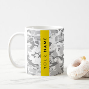 Winter Snow Grey Camouflage Your name Personalize Coffee Mug