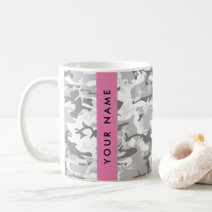 Winter Snow Grey Camouflage Your name Personalize Coffee Mug