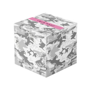 Winter Snow Grey Camouflage Your name Personalize Cube