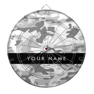 Winter Snow Grey Camouflage Your name Personalize Dartboard