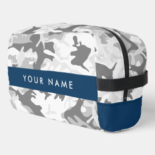 Winter Snow Grey Camouflage Your name Personalize Dopp Kit