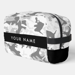 Winter Snow Grey Camouflage Your name Personalize Dopp Kit