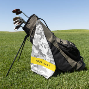 Winter Snow Grey Camouflage Your name Personalize Golf Towel