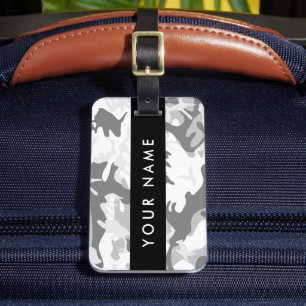 Winter Snow Grey Camouflage Your name Personalize Luggage Tag